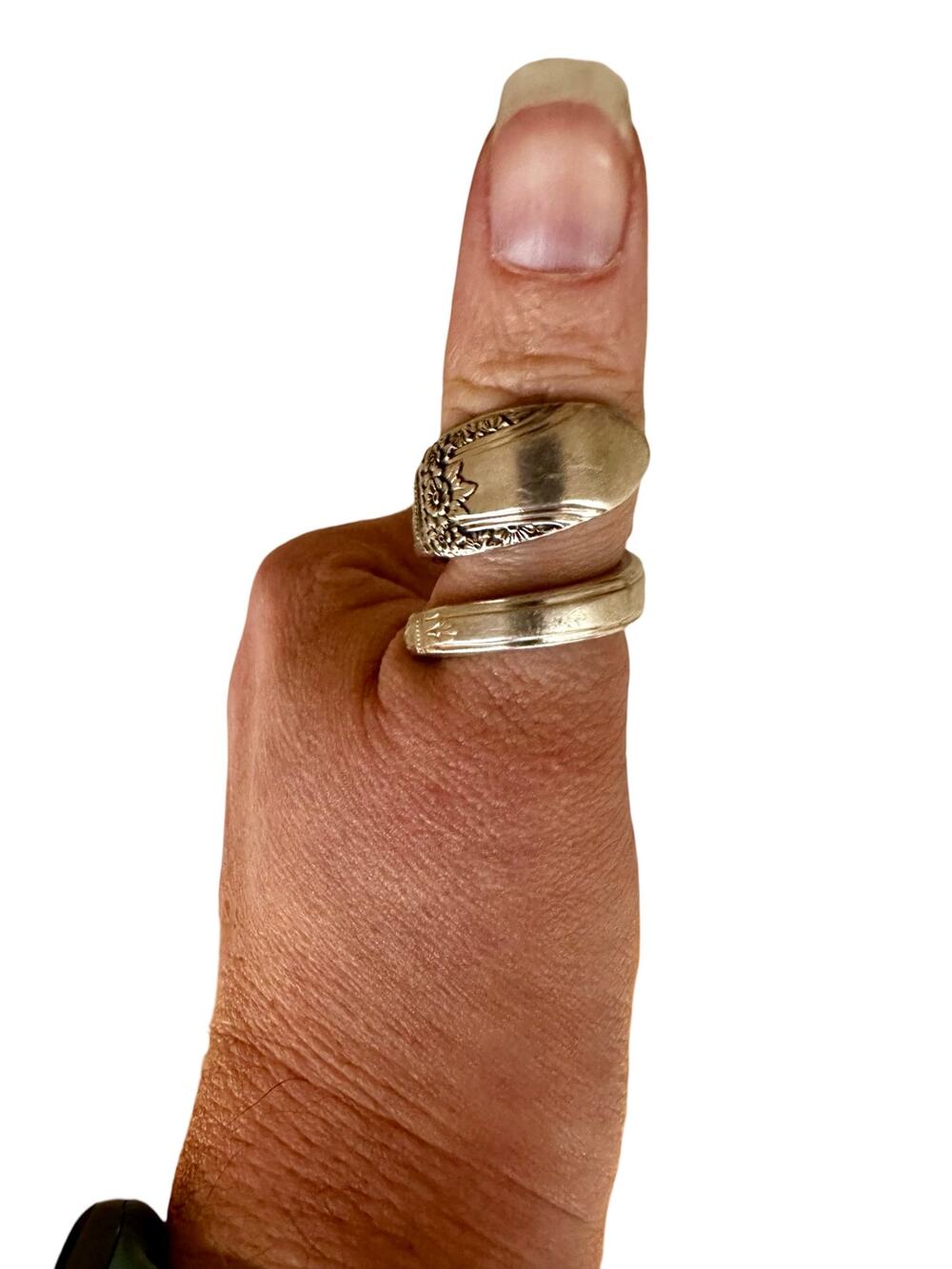 Size 8 Sterling Silver Plated Spoon Rings 1947 First Love Pattern